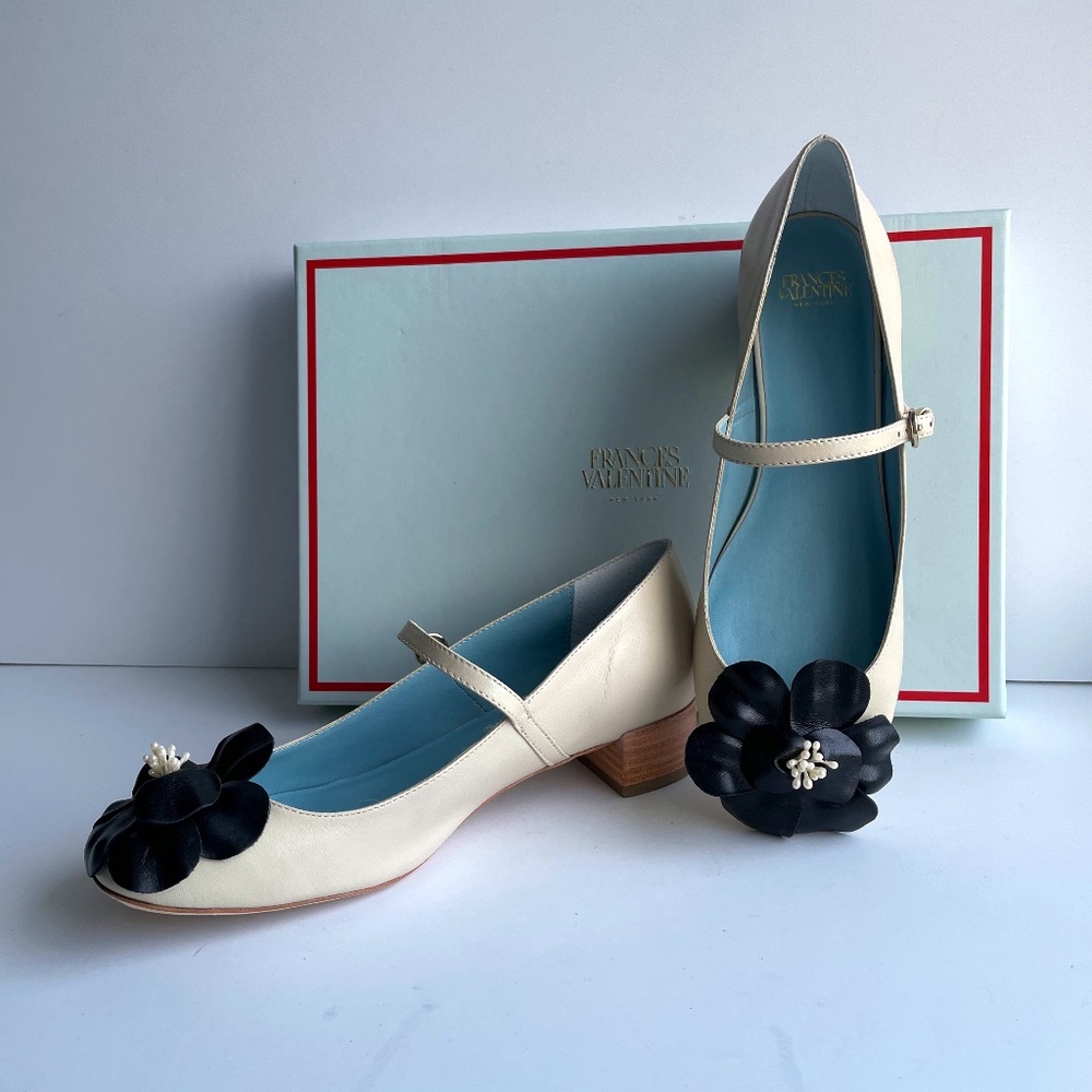 Frances Valentine Cream Leather Mary Jane